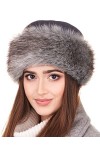 Futrzane Kozak Chapka avec Polaire en Fausse Fourrure pour Hiver S, Noir - Gris Lapin 