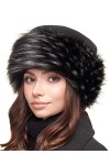 Futrzane Kozak Chapka avec Polaire en Fausse Fourrure pour Hiver S, Noir - Gris Lapin 