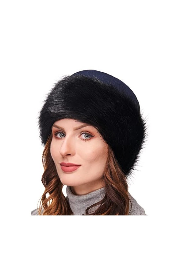 Futrzane Kozak Chapka avec Polaire en Fausse Fourrure pour Hiver S, Noir - Gris Lapin 