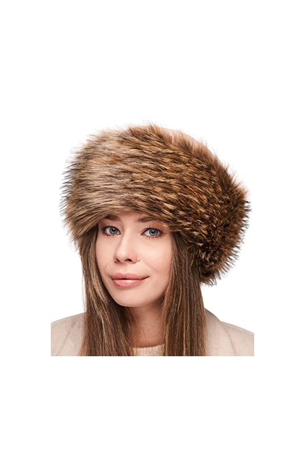 Futrzane Kozak Chapka avec Polaire en Fausse Fourrure pour Hiver S, Noir - Gris Lapin 