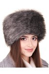 Futrzane Chapka en Fourrure pour Femme Toque de Style Russe M, Acier 