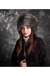 Futrzane Chapka en Fourrure pour Femme Toque de Style Russe M, Acier 