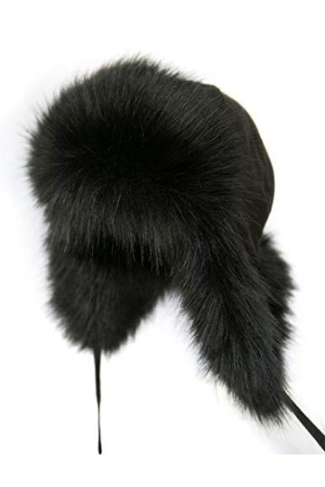 Chic Vibe Uschanka Bonnet daviateur en fourrure synthétique avec cache-oreilles - Noir - Medium