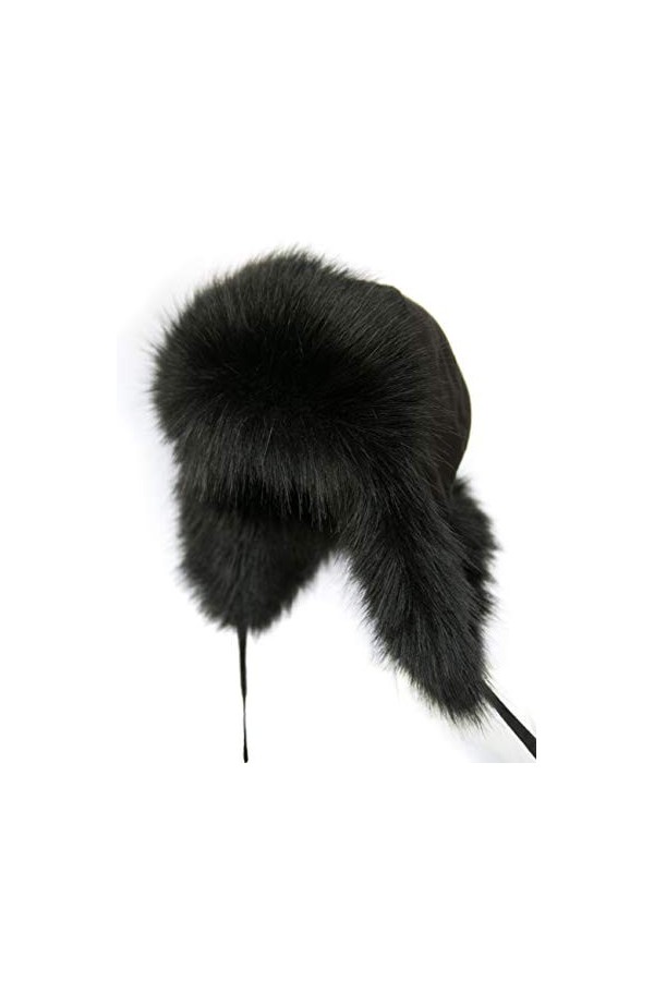 Chic Vibe Uschanka Bonnet daviateur en fourrure synthétique avec cache-oreilles - Noir - Medium