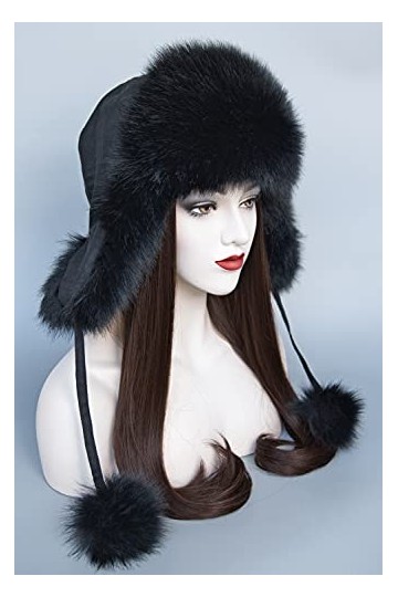 Chic Vibe Uschanka Bonnet daviateur en fourrure synthétique avec cache-oreilles - Noir - Medium