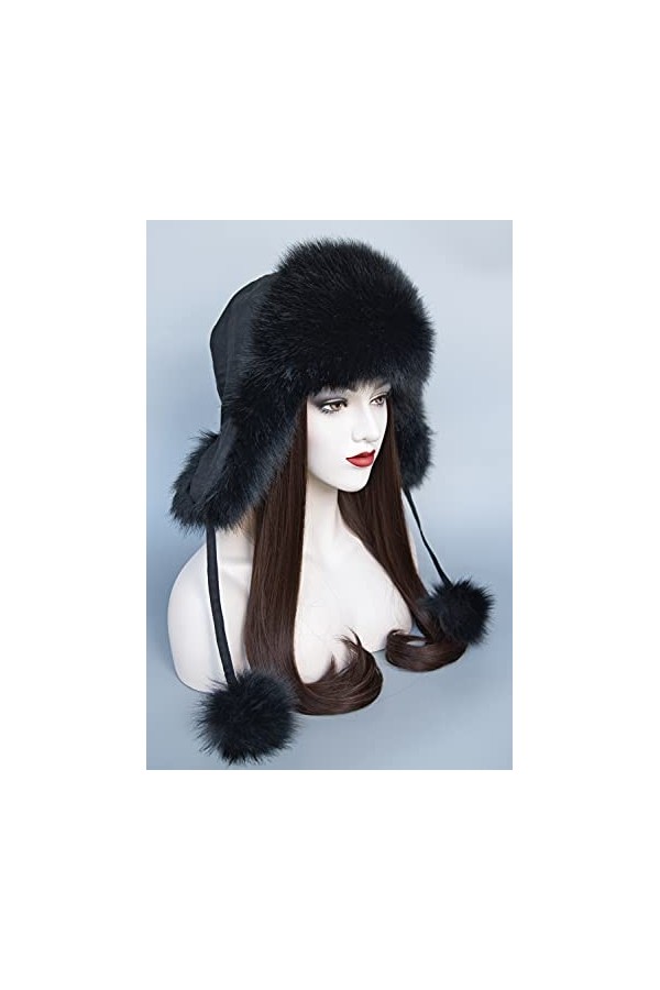 Chic Vibe Uschanka Bonnet daviateur en fourrure synthétique avec cache-oreilles - Noir - Medium