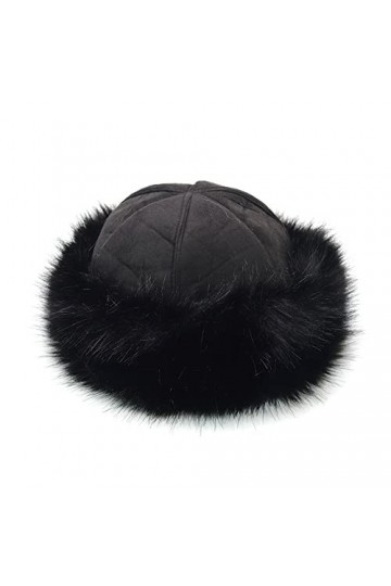 Rongchuang Chapeau dhiver avec bordure en fausse fourrure pour femme, chapeau de cossack russe chic avec polaire pour voyage