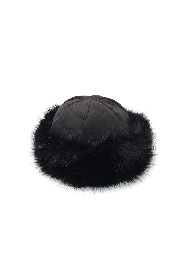 Rongchuang Chapeau dhiver avec bordure en fausse fourrure pour femme, chapeau de cossack russe chic avec polaire pour voyage