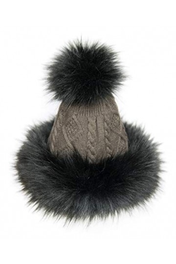 Chic Vibe Tataren Bonnet en Fourrure synthétique avec Pompon - Marron - Medium
