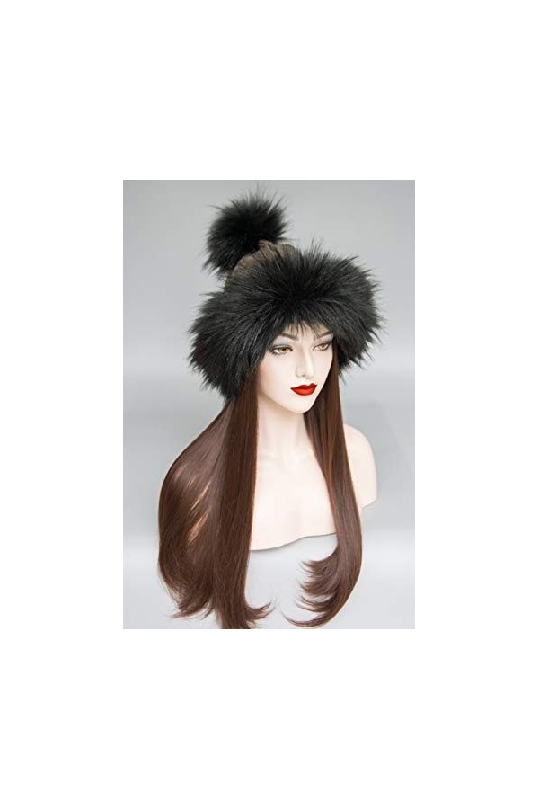 Chic Vibe Tataren Bonnet en Fourrure synthétique avec Pompon - Marron - Medium