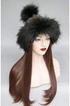 Chic Vibe Tataren Bonnet en Fourrure synthétique avec Pompon - Marron - Medium