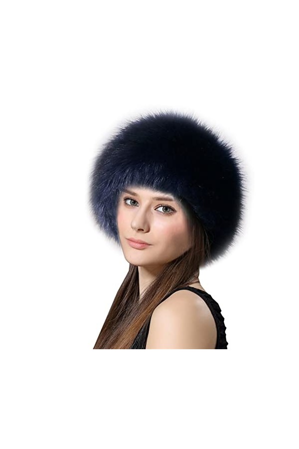 Lifup Femme Chapka en Fausse Fourrure, Toque de Style Russe, Chapeau Hiver Bleu Marine