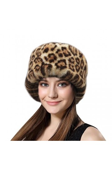 Lifup Femme Chapka en Fausse Fourrure, Toque de Style Russe, Casquette Hiver Léopard 3