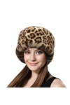 Lifup Femme Chapka en Fausse Fourrure, Toque de Style Russe, Casquette Hiver Léopard 3