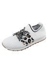 Coo2Sot Chaussure Femme Printemps 2024 Sport Décontracté Plates Dentelles Maille Tricotée Respirante Imprimé Léopard Chaussur
