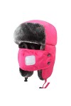 Unisexe Chapka Homme Femme Bonnet Russe Sport Ski Snowboard Equitation Cagoule Chapka en Fausse Fourrure Thermique Chapeau Tr