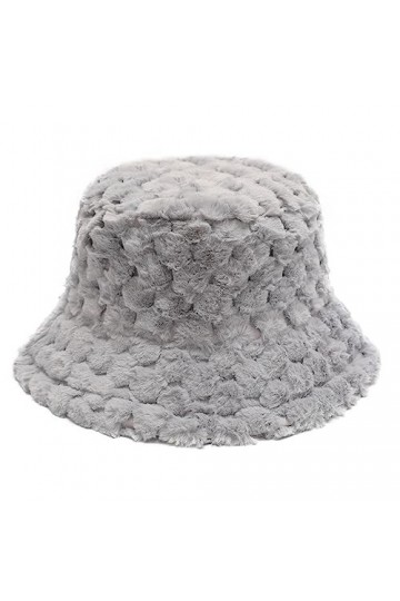 ZLYC Chapeau dhiver en fausse fourrure pour femme, Gris moelleux, taille unique