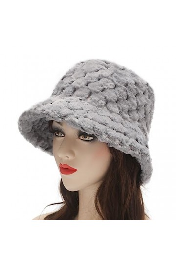 ZLYC Chapeau dhiver en fausse fourrure pour femme, Gris moelleux, taille unique
