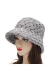 ZLYC Chapeau dhiver en fausse fourrure pour femme, Gris moelleux, taille unique