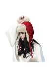 Chapkas Femme en Tricot Velours Chapeau de Trappeur Coupe-Vent Casquette Aviateur dhiver avec Cache-Oreilles Protection des 