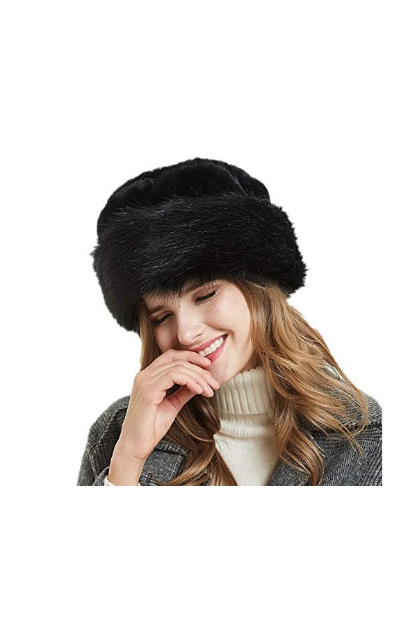 soul young Chapka Fausse Fourrure Léopard Russe Femmes Glamorous Toque Hiver Marine 