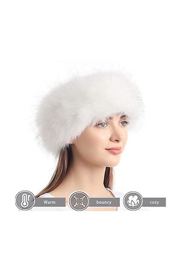 Ekakashop Chapeau De Fourrure dhiver, Chapeau De Fausse Fourrure pour Femmes, Chapeau dhiver Chapeau Fourrure Chapeau Fauss