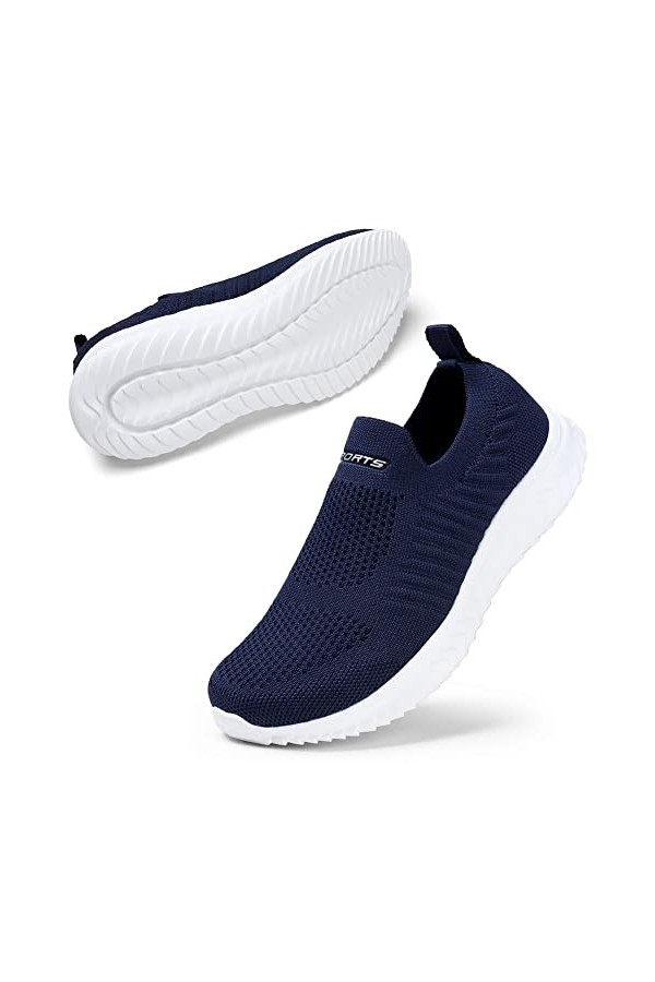 STQ Basket de Marche pour Femme Confort Stretch sans Lacets Chaussures de Travail Tendances Tout Noir 40 EU