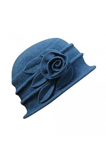 Générique Seau en Laine pour Femme élégant Chapeau dhiver Chapeau Cloche Dames Vintage Fleur Casquettes de Baseball Chapka H