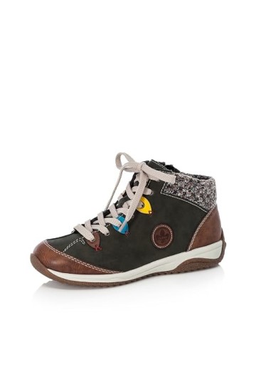 Rieker Femme L5222-24 Baskets Hautes, Vert Brandy/Forest/Azzuro/Senf/Terra 24 , 37 EU