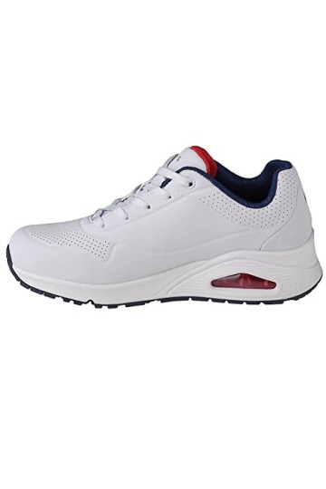 Skechers Uno Stand on Air, Baskets Femme, White Durabuck/Navy & Red Trim, 38.5 EU