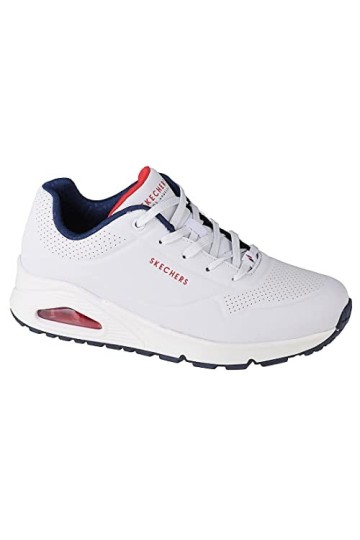 Skechers Uno Stand on Air, Baskets Femme, White Durabuck/Navy & Red Trim, 38.5 EU