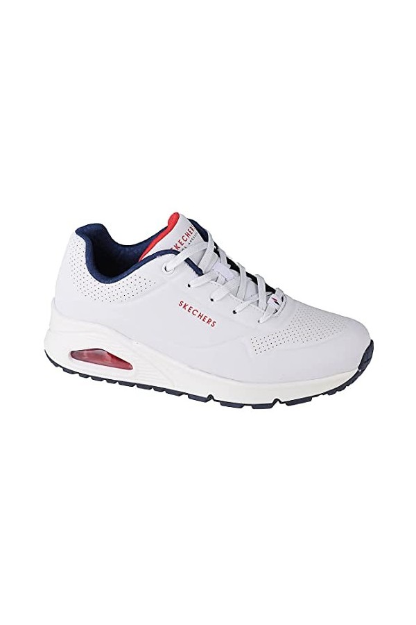 Skechers Uno Stand on Air, Baskets Femme, White Durabuck/Navy & Red Trim, 38.5 EU