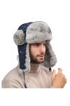 DTLDYG Vraie Fourrure de Lapin Chapeau Chapkas pour Hommes Femmes Hiver Chaud Kaki Clair, Taille de La tête-57-58cm 