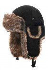 Heavyoff Adulte Chapkas Velours Côtelé Chapeau de Trappeur Fausse Fourrure avec Rabats doreilles Noir M