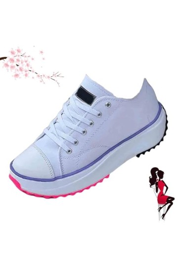 Generic Elsvia Chaussures orthopédiques pour femme, baskets, confortables et décontractées, en toile, semelle épaisse et resp