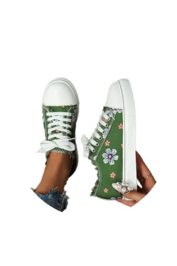 shownicer Femmes Casual Baskets Sneakers Mode Lacets Chaussures Talon Plat Chaussures Sneakers de Marche B Vert 42 EU