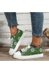 shownicer Femmes Casual Baskets Sneakers Mode Lacets Chaussures Talon Plat Chaussures Sneakers de Marche B Vert 42 EU