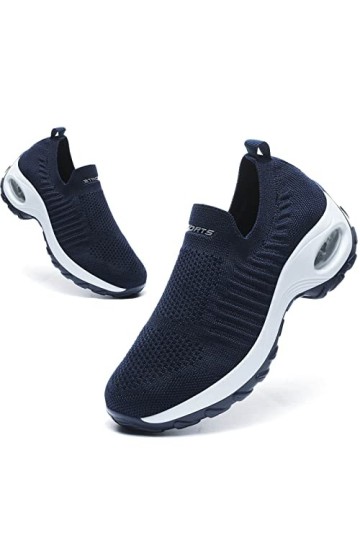 YESWIN Basket Femme sans Lacets Chaussures de Sport pour Femme Legere Décontractées et Confortables Tendances Bleu Profond 39