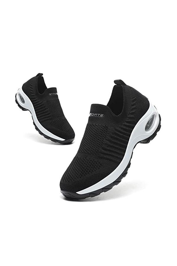 YESWIN Basket Femme sans Lacets Chaussures de Sport pour Femme Legere Décontractées et Confortables Tendances Bleu Profond 39