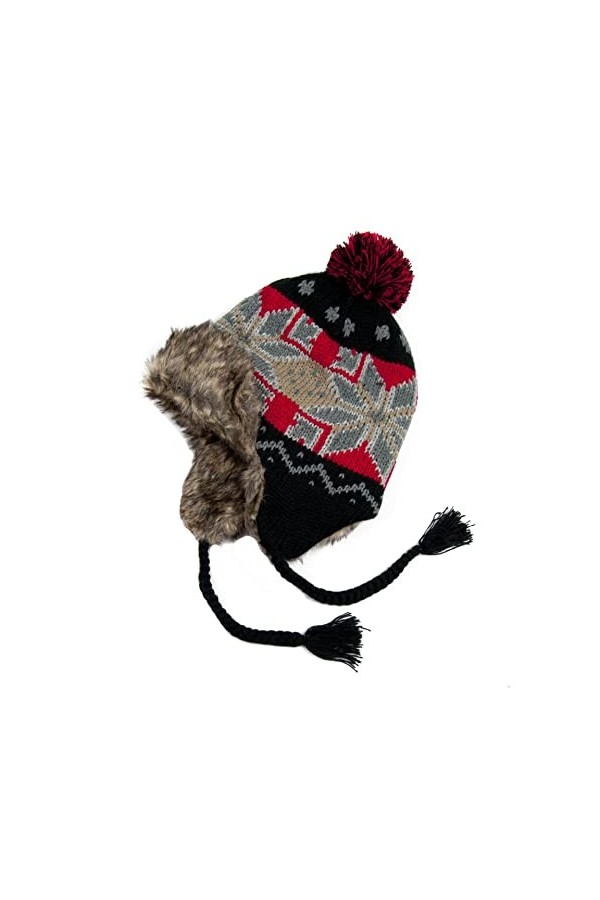 Bonnet doublé intérieur en Polaire et Fausse Fourrure Taille Unique Environ 56 58cm FOURRÉ très Chaud Trapper Chapka péruvien