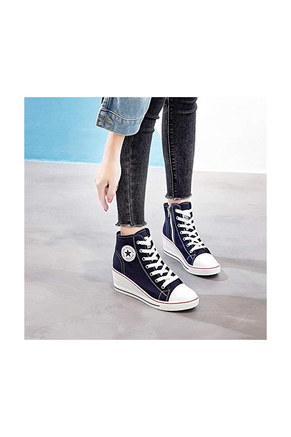 Tasty Life Chaussures en Toile pour Femmes, Baskets à Talons Hauts pour Femmes, Respirantes Et à La Mode, avec Baskets à Glis