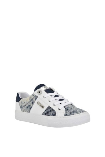 GUESS Baskets Loven pour femme, Blanc/Bleu 171, 38 EU