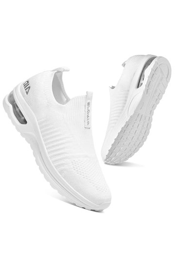 Femme Basket Mode Respirantes Slip on pour Sneakers Femmes Sports en Salle Sneakers,Tout Blanc,39 EU