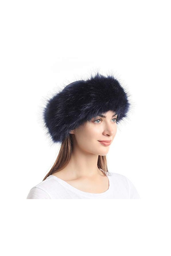 soul young Bandeau en Fourrure Chapka Russe Femmes Bandeaux Fausse Fourrure De Hiver pour Ski Rose avec Pointe 