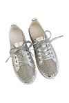 rismart Femmes Mode Plateforme Baskets Strass Low Top Lacets Extérieur Marche Chaussures Argent, 39 EU