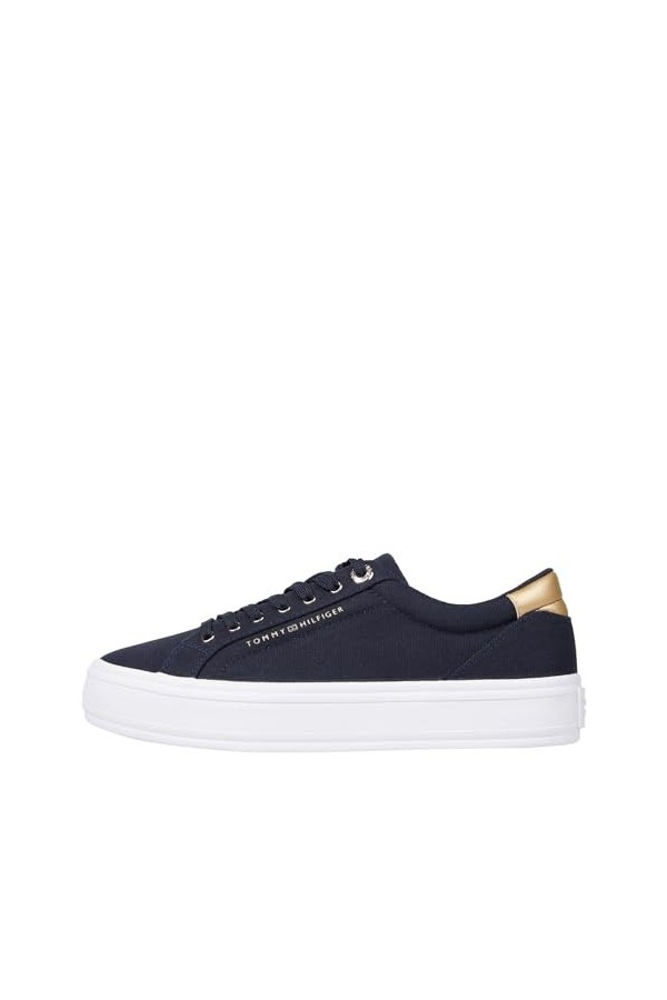 Tommy Hilfiger Femme Essential Vulc Canvas Sneaker FW0FW07682 Baskets vulcanisées, Bleu Space Blue, 37 EU