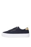 Tommy Hilfiger Femme Essential Vulc Canvas Sneaker FW0FW07682 Baskets vulcanisées, Bleu Space Blue, 37 EU