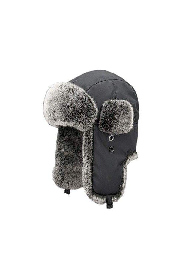 Insun Unisex Chapka Chapeau de Trappeur dhiver Anti Vent Aviateur Casquette Noir 1 XXL Chapkas circonférence 63cm