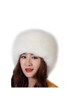 Kiner Chapeau de Fausse Fourrure Dames pour Hiver, Chapka en Fourrure pour Femme Toque de Style Russe Blanc 