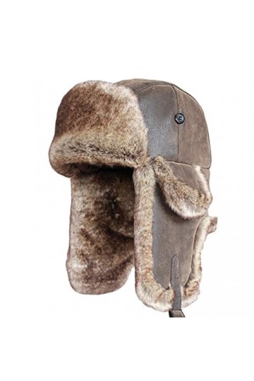 SK Studio Chapka Chapeau Trappeur Aviateur en Faux Cuir Fausse Fourrure Trapper Earflap Chasse Casquette Adulte pour Homme et